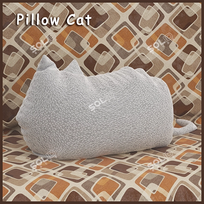 Cute Kitty Pillow: Perfect for Kids' Romantic Interiors 3D model image 2