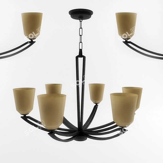 Elegant Buckeye Bronze Chandelier 3D model image 1