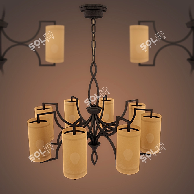 Glamorous Distressed Bronze Chandelier 3D model image 1