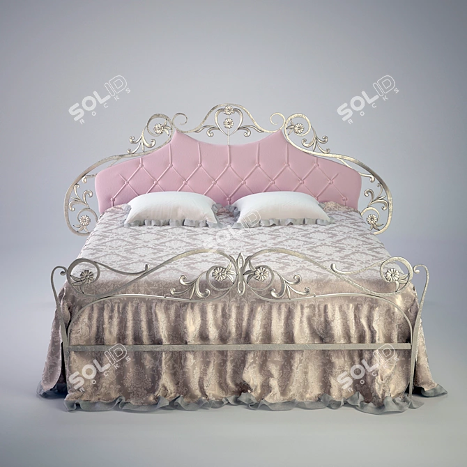 Elegant Forged Bed 3D model image 1