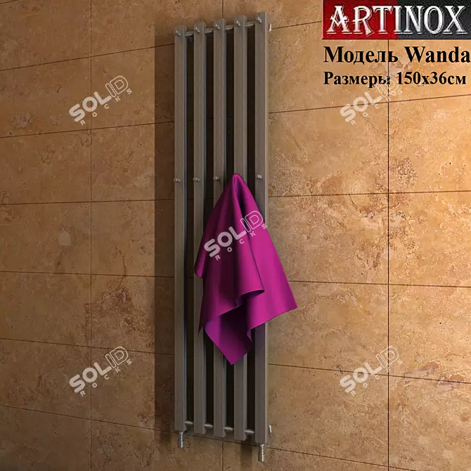 Sleek Stainless Steel Towel Rack 3D model image 1