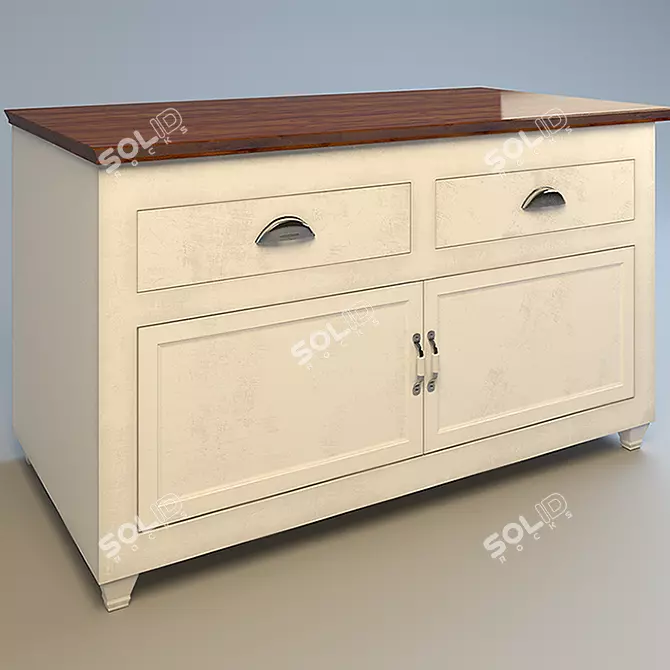 Vintage White Sideboard: Rustic Charm for Your Home 3D model image 1