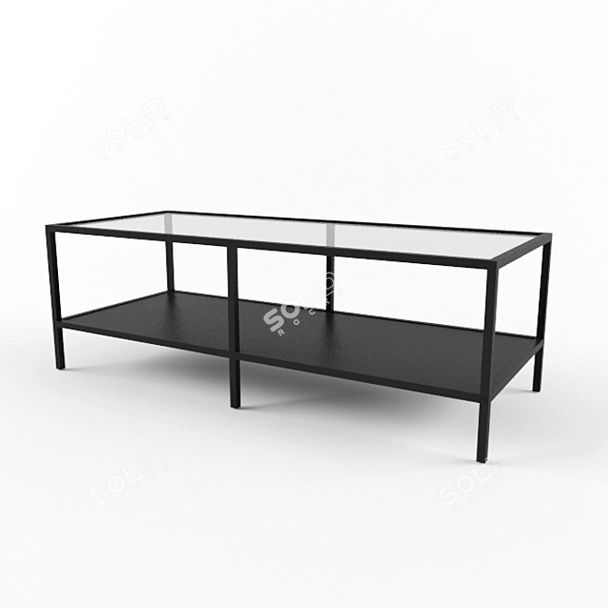 Sleek Black Glass TV Stand  3D model image 1