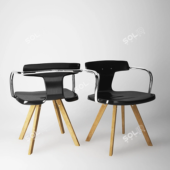 T14 Tolix Chair: Vintage Style Seating 3D model image 2