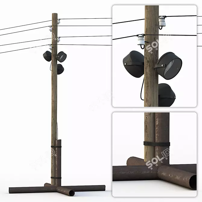 Portable Pylon with Spotlight 3D model image 1