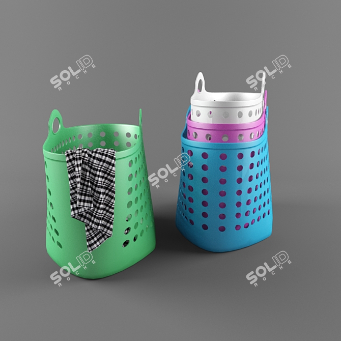 Versatile Plastic Laundry Baskets 3D model image 1
