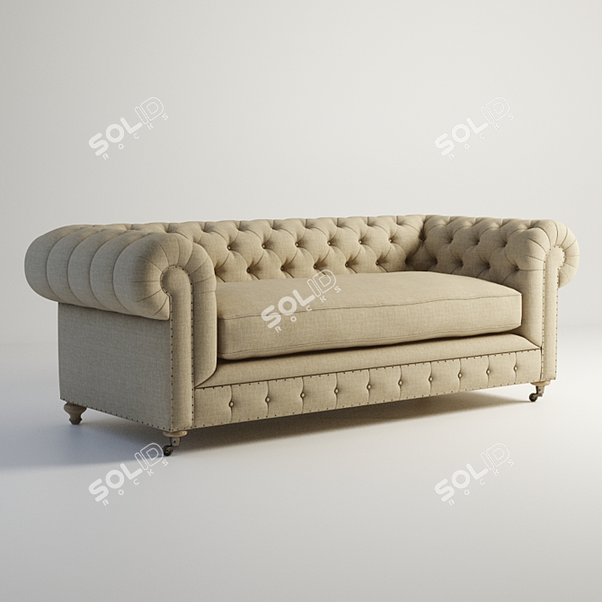 Elegant Chesterfield Sofa 3D model image 1