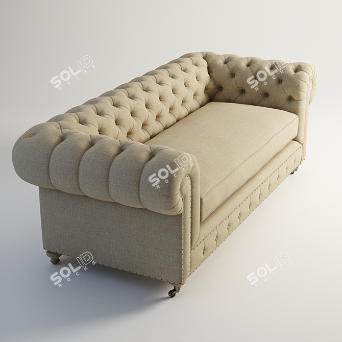 Elegant Chesterfield Sofa 3D model image 2