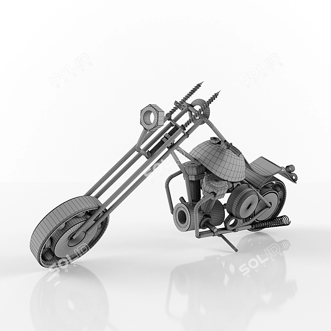 Metallic Motorbike Toy 3D model image 2