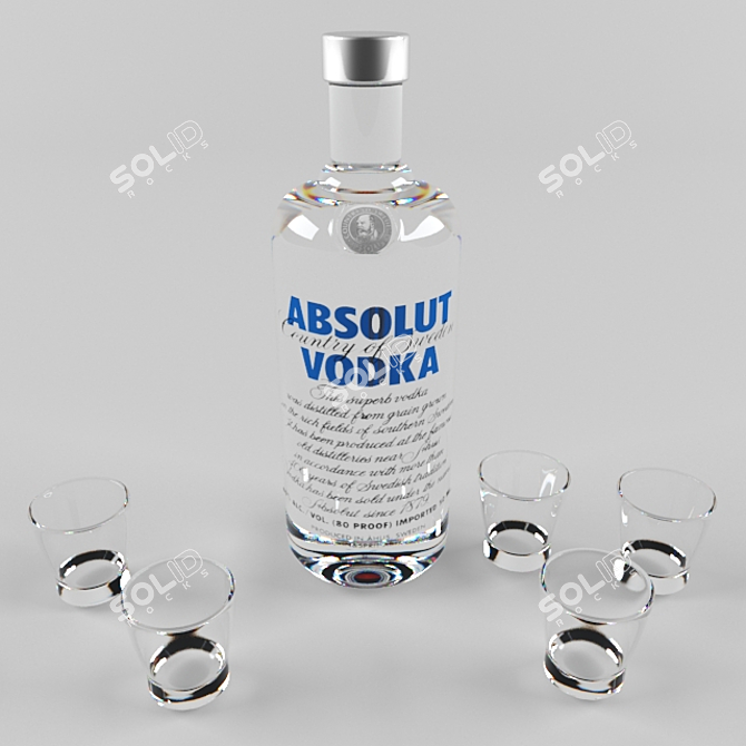 Pure Perfection: Absolut Vodka & Glass 3D model image 3