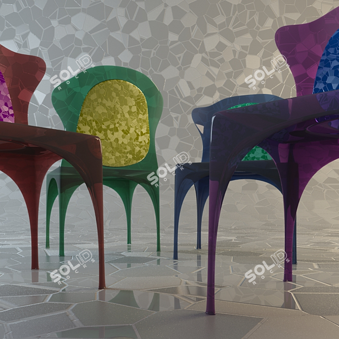 Color-Changing Plastic Chairs 3D model image 3