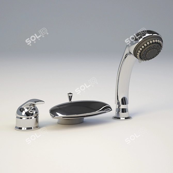 Luxury Chrome Bathtub Faucet: NSK Grand Niagara 3D model image 1