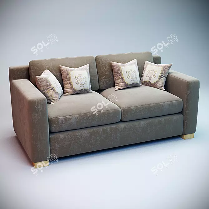 Cozy Velvet Sofa 3D model image 1