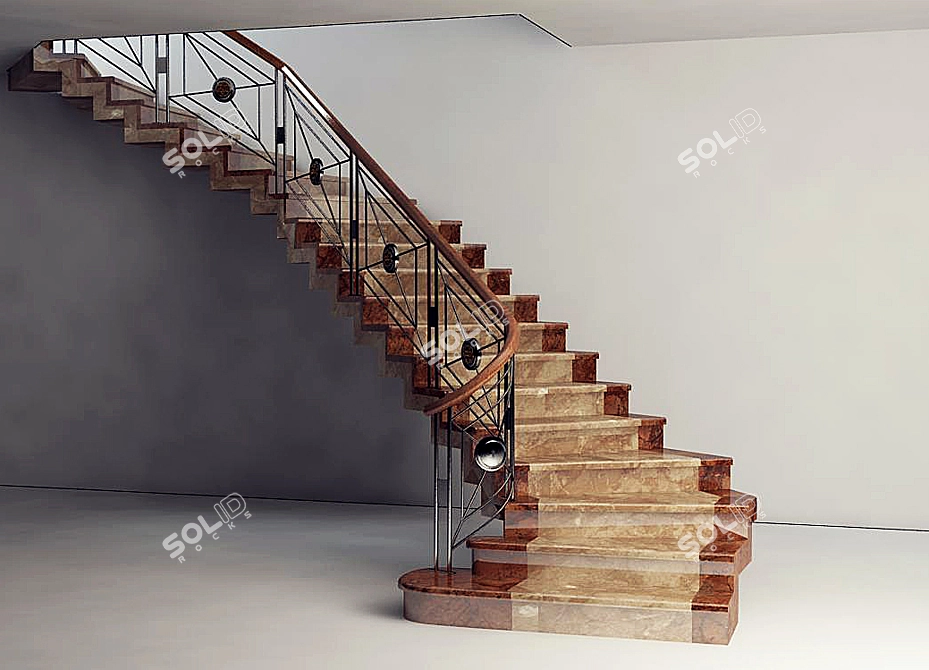 Sleek Steel Staircase 3D model image 1