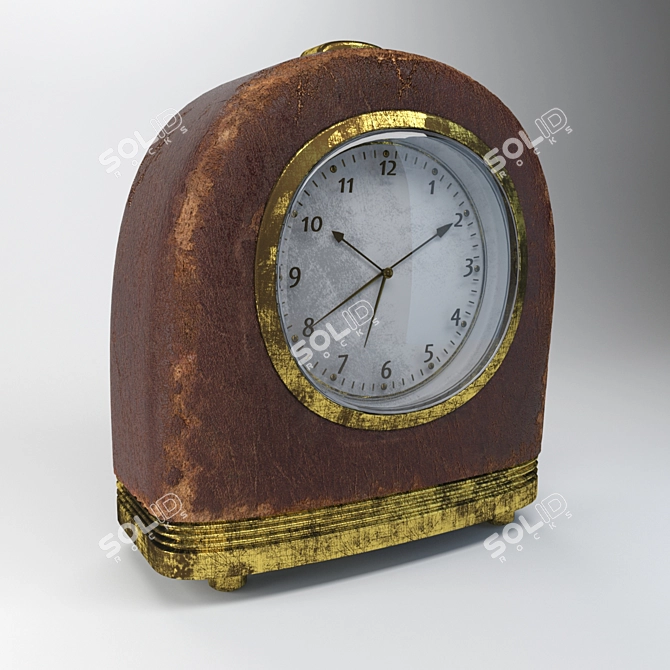 Vintage Leather-Trimmed Clock 3D model image 1