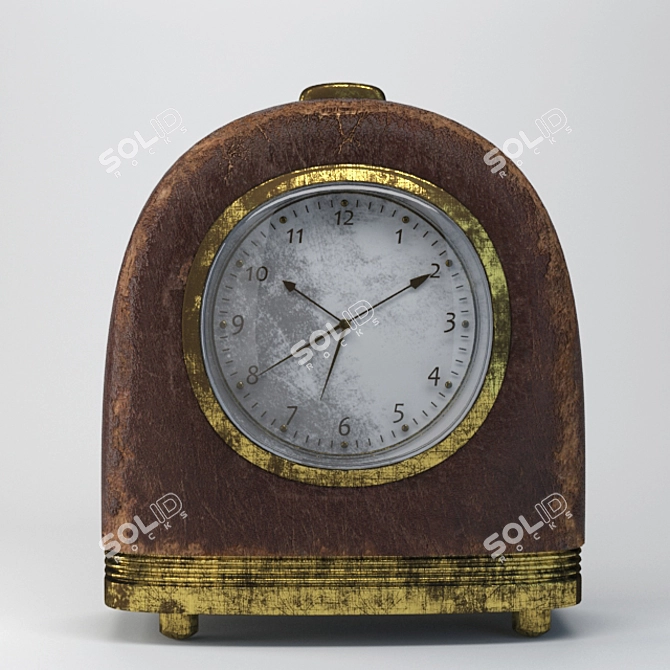 Vintage Leather-Trimmed Clock 3D model image 2