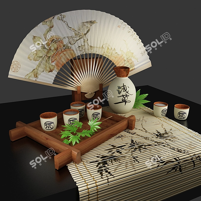 Sake Set: Authentic Rice Vodka 3D model image 1