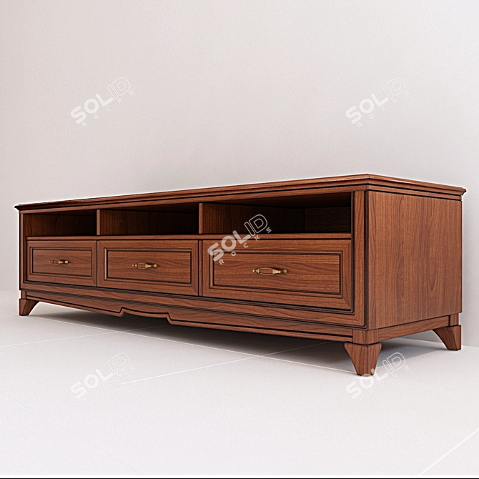 Art Deco Low-Leg TV Cabinet 3D model image 1