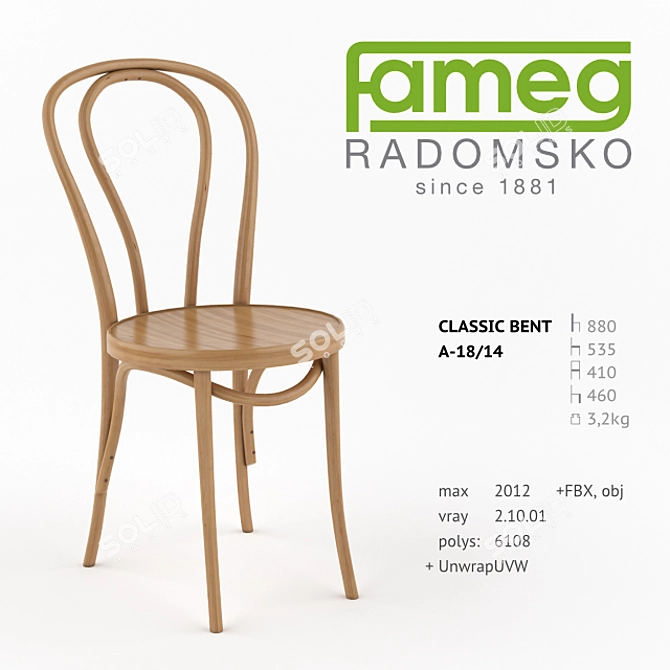 Classic Bent Chair: Fameg A-18/14 3D model image 1