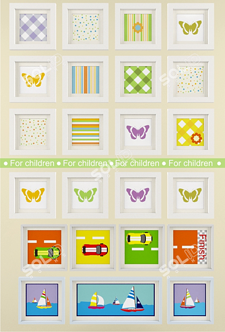 Whimsical Kids' Decorative Panels 3D model image 1