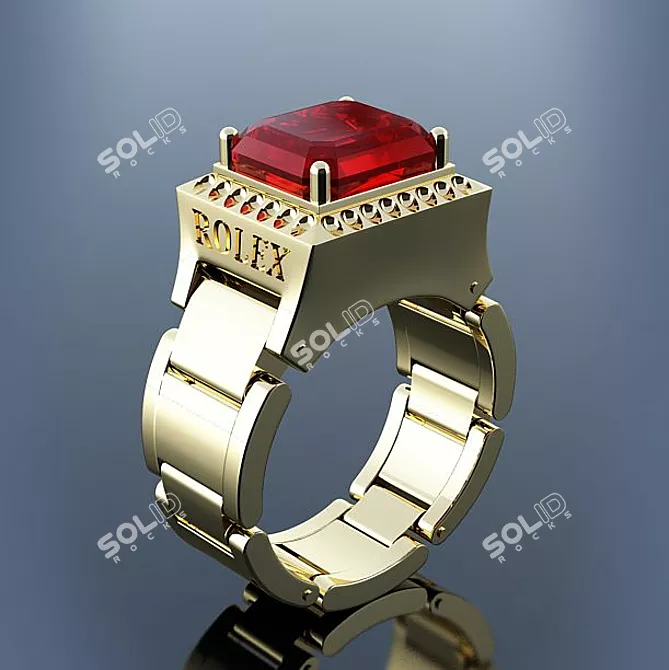 Sparkling Rolex Ring 3D model image 1