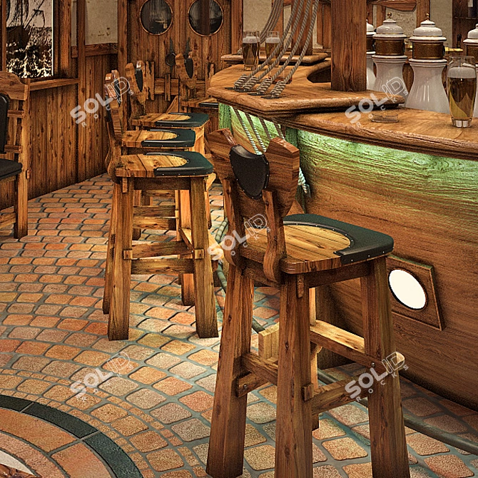 Medieval Style Barstool for Bars and Restaurants 3D model image 2