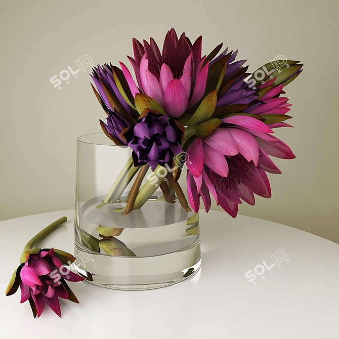 Spring Bliss: Lotuses in Bloom 3D model image 1