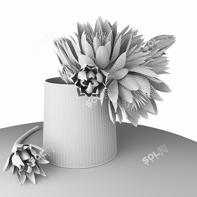 Spring Bliss: Lotuses in Bloom 3D model image 2