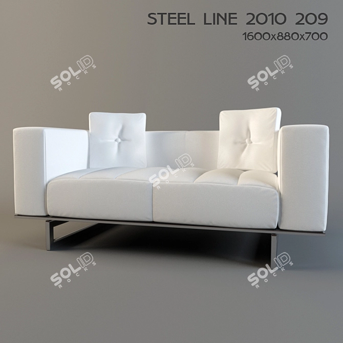 Modern White Two-Seater Sofa 3D model image 1