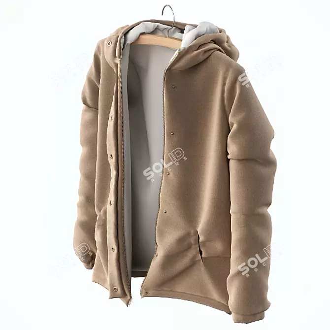 Title: Beige Jacket with White Lining 3D model image 1