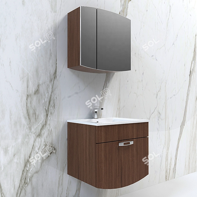 Modern Vanity Set with Sink 3D model image 1