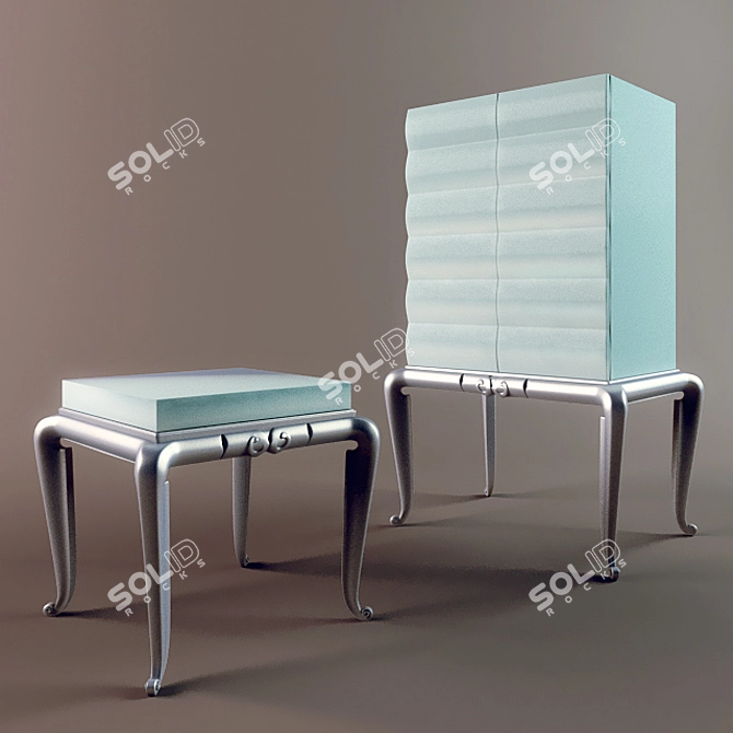Italian Elegance: Elledue Cupboard & Table 3D model image 1
