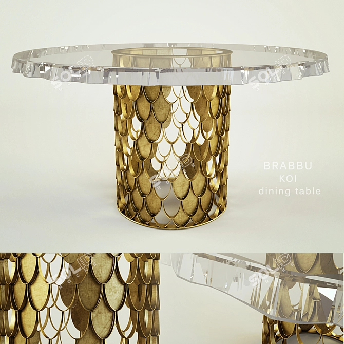 BRABBU KOI 1300mm Dining Table: Timeless Elegance 3D model image 1
