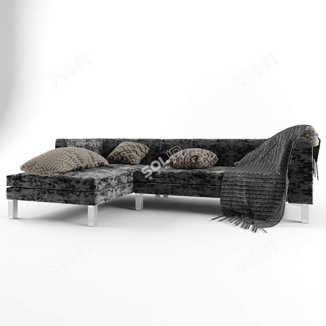 Comfy Sofa with Cushions & Throw: Various Textures 3D model image 1