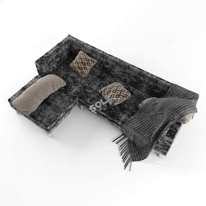 Comfy Sofa with Cushions & Throw: Various Textures 3D model image 2