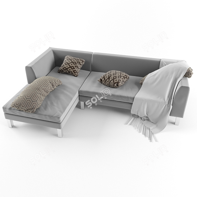 Comfy Sofa with Cushions & Throw: Various Textures 3D model image 3