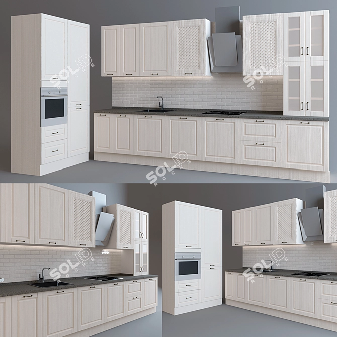 Sleek Modern Kitchen Design 3D model image 1