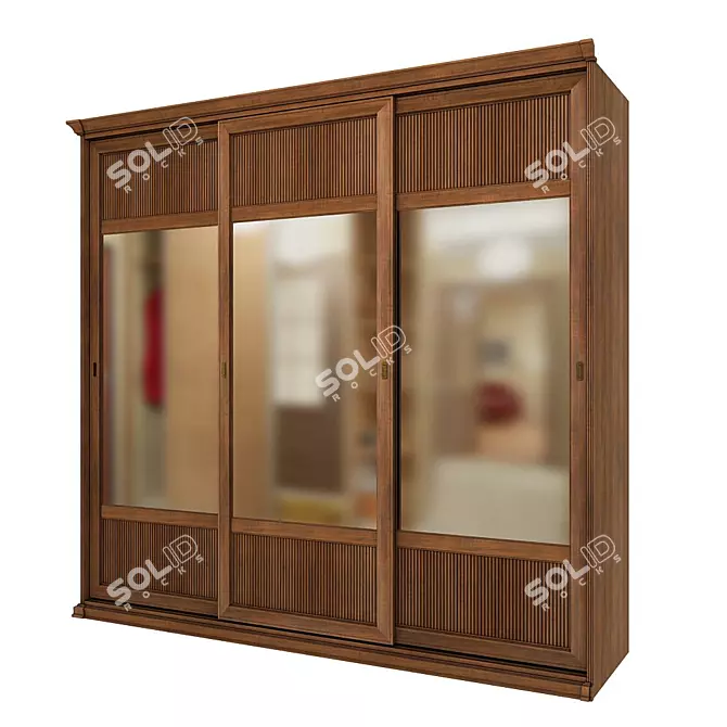 Classic Walnut Antique Wardrobe 3D model image 1