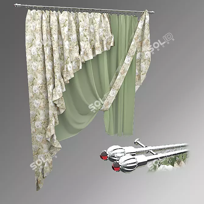Crystal Red Clip-On Curtain 3D model image 1
