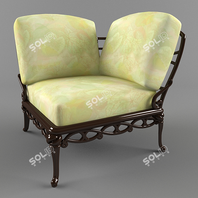 Title: Classic Wooden Corner Chair 3D model image 1