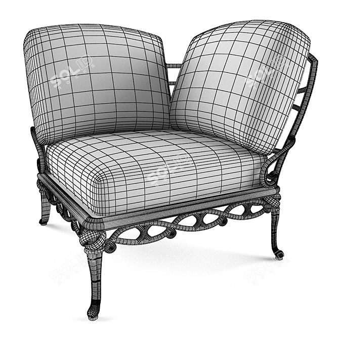 Title: Classic Wooden Corner Chair 3D model image 2