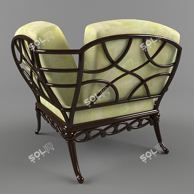 Title: Classic Wooden Corner Chair 3D model image 3