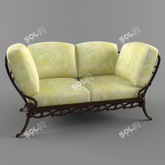 Title: Classic Wooden Sofa 3D model image 1