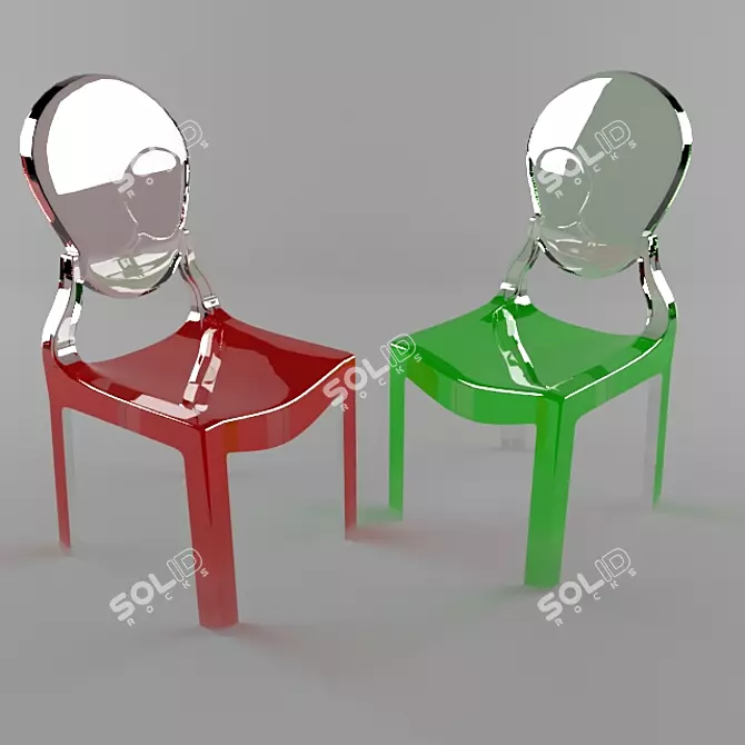 Transparent Modern Ghost Chair 3D model image 2