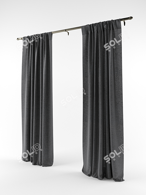 Elegant Straight Curtains 3D model image 1