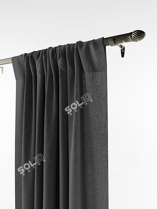 Elegant Straight Curtains 3D model image 2