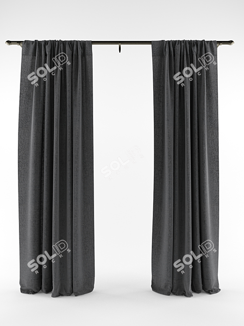 Elegant Straight Curtains 3D model image 3