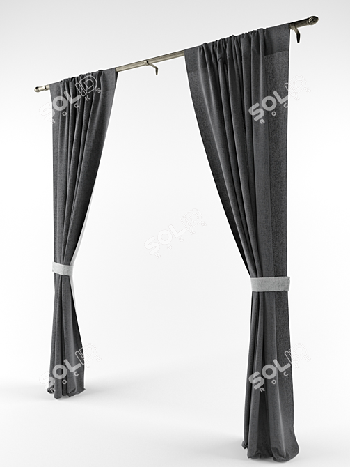 Elegant Drapery Curtains 3D model image 1