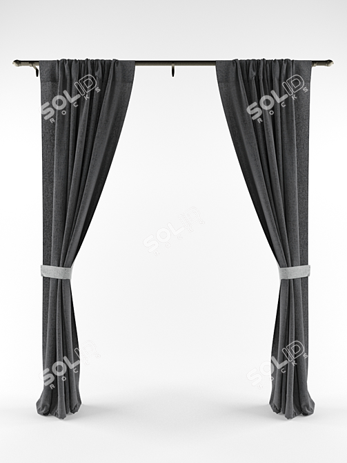 Elegant Drapery Curtains 3D model image 2