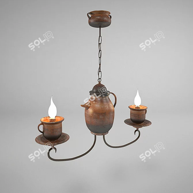 Ceramic Bellon Alfareros 2-Crow Chandelier 3D model image 1